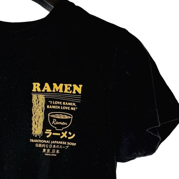 LCM INTERNATIONAL Women's Black Crew Neck I Love Ramen Graphic T-Shirt Size S - Picture 4 of 6